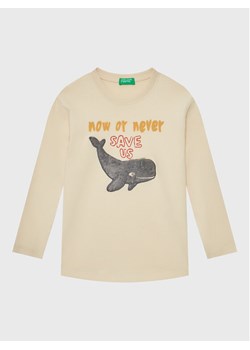 United Colors Of Benetton Bluzka 3YN4G106D Beżowy Regular Fit ze sklepu MODIVO w kategorii T-shirty chłopięce - zdjęcie 181157035