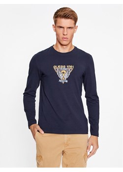 Guess Longsleeve M3BI33 J1314 Granatowy Slim Fit ze sklepu MODIVO w kategorii T-shirty męskie - zdjęcie 181157477