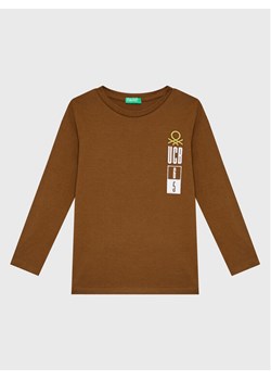 United Colors Of Benetton Bluzka 3ATNC107R Brązowy Regular Fit ze sklepu MODIVO w kategorii T-shirty chłopięce - zdjęcie 181158218