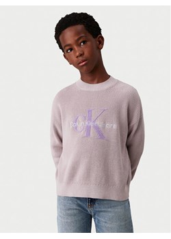 Calvin Klein Jeans Sweter Towelling Ck IB0IB02219 Szary Regular Fit ze sklepu MODIVO w kategorii Swetry chłopięce - zdjęcie 181159078