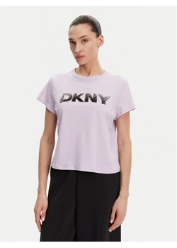 DKNY T-Shirt DP4T1035 Fioletowy Regular Fit ze sklepu MODIVO w kategorii Bluzki damskie - zdjęcie 181159125