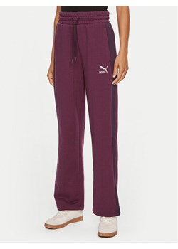 Puma Spodnie dresowe T7 High Waist Track 626798 44 Bordowy Regular Fit ze sklepu MODIVO w kategorii Spodnie damskie - zdjęcie 181159498