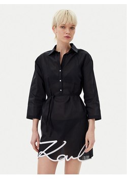KARL LAGERFELD Sukienka koszulowa A1W46006 Czarny Regular Fit ze sklepu MODIVO w kategorii Sukienki - zdjęcie 181159675