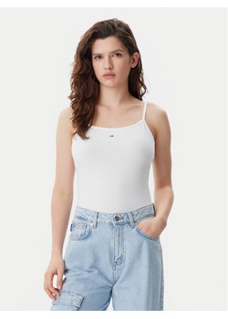 Tommy Jeans Top Essential DW0DW20675 Écru Slim Fit ze sklepu MODIVO w kategorii Bluzki damskie - zdjęcie 181159715