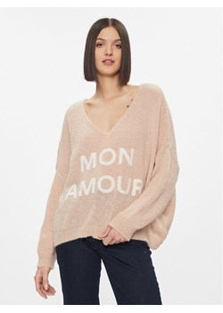 Kontatto Sweter 3M1200 Beżowy Oversize ze sklepu MODIVO w kategorii Swetry damskie - zdjęcie 181161345