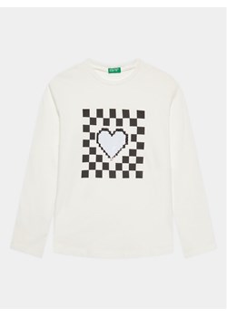 United Colors Of Benetton Bluzka 3096C10DS Biały Regular Fit ze sklepu MODIVO w kategorii Bluzki dziewczęce - zdjęcie 181161709