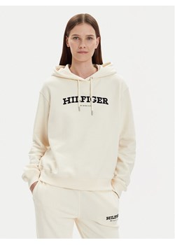 Tommy Hilfiger Bluza Monotype Flock WW0WW41236 Écru Relaxed Fit ze sklepu MODIVO w kategorii Bluzy damskie - zdjęcie 181162076