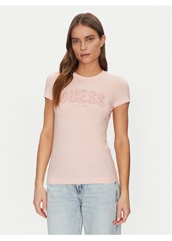 Guess T-Shirt W5GI04 J1314 Różowy Slim Fit ze sklepu MODIVO w kategorii Bluzki damskie - zdjęcie 181162219