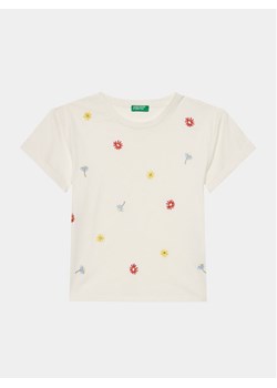 United Colors Of Benetton T-Shirt 3096C10I3 Écru Regular Fit ze sklepu MODIVO w kategorii Bluzki dziewczęce - zdjęcie 181163548