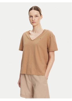 Tommy Hilfiger T-Shirt WW0WW43901 Beżowy Relaxed Fit ze sklepu MODIVO w kategorii Bluzki damskie - zdjęcie 181164206