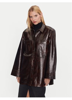 Gestuz Kurtka skórzana Lonie 10909468 Brązowy Loose Fit ze sklepu MODIVO w kategorii Kurtki damskie - zdjęcie 181165376
