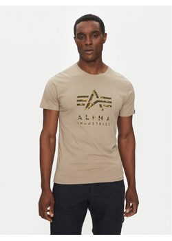 Alpha Industries T-Shirt Camo Puff 146506 Beżowy Regular Fit ze sklepu MODIVO w kategorii T-shirty męskie - zdjęcie 181165627