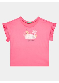 United Colors Of Benetton T-Shirt 3096G1093 Różowy Regular Fit ze sklepu MODIVO w kategorii Bluzki dziewczęce - zdjęcie 181167839