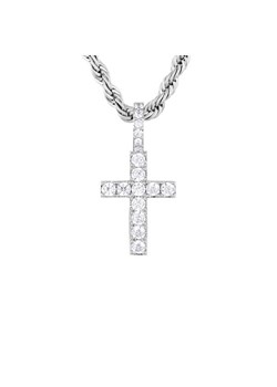 ICED STUFF Zawieszka Micro Diamond Cross Białe złoto ze sklepu MODIVO w kategorii Zawieszki - zdjęcie 181168855