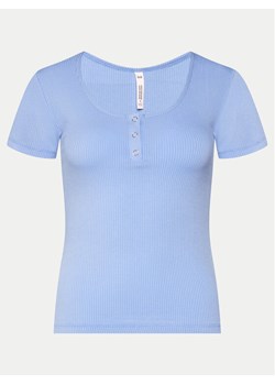 Hunkemöller Koszulka piżamowa Henley 205108 Niebieski Regular Fit ze sklepu MODIVO w kategorii Piżamy damskie - zdjęcie 181168908