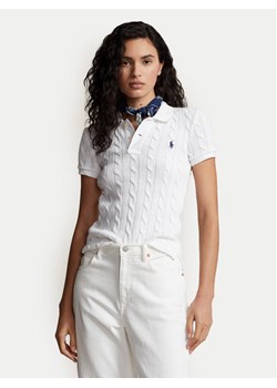 Polo Ralph Lauren Polo Logo Embroidery Braided Polo Shirt 211943010001 Biały Slim Fit ze sklepu MODIVO w kategorii Bluzki damskie - zdjęcie 181169067
