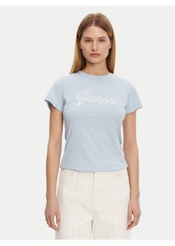 Guess T-Shirt V5GI02 K9RM1 Błękitny Slim Fit ze sklepu MODIVO w kategorii Bluzki damskie - zdjęcie 181169119