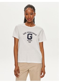 Gant T-Shirt Logo 4200849 Biały Regular Fit ze sklepu MODIVO w kategorii Bluzki damskie - zdjęcie 181170117