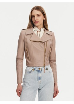 Elisabetta Franchi Kurtka skórzana GD-47Z-51E2-V1200 Beżowy Regular Fit - id: 0000305003218 - marki Elisabetta Franchi - 181170158 Elisabetta Franchi Kurtka skórzana GD-47Z-51E2-V1200 Beżowy Regular Fit ze sklepu MODIVO w kategorii Kurtki damskie - zdjęcie 181170158