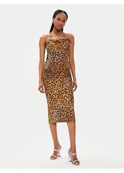 Just Cavalli Sukienka koktajlowa 76PAO924 Brązowy Slim Fit ze sklepu MODIVO w kategorii Sukienki - zdjęcie 181170725