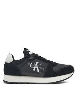 Calvin Klein Jeans Sneakersy Runner Sock Laceup Ny-Lth W YW0YW00840 Czarny ze sklepu MODIVO w kategorii Buty sportowe damskie - zdjęcie 181171308