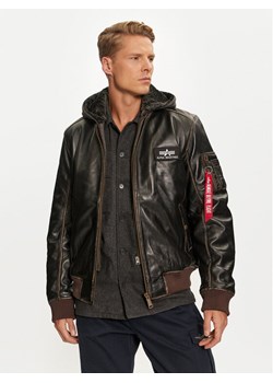 Alpha Industries Kurtka skórzana 193129 Brązowy Regular Fit - id: 0000304544200 - marki Alpha Industries - 181171618 Alpha Industries Kurtka skórzana 193129 Brązowy Regular Fit ze sklepu MODIVO w kategorii Kurtki męskie - zdjęcie 181171618