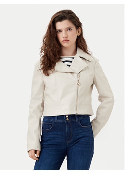 Guess Kurtka z imitacji skóry W5RL22 WE480 Écru Regular Fit ze sklepu MODIVO w kategorii Kurtki damskie - zdjęcie 181172829
