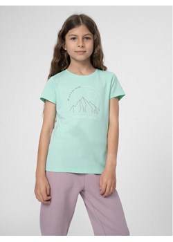 4F T-Shirt 4FJSS23TTSHF387 Zielony Regular Fit ze sklepu MODIVO w kategorii Bluzki dziewczęce - zdjęcie 181173035