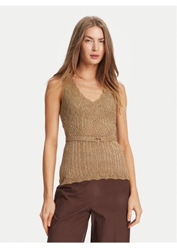 TWINSET Top 251TT3195 Beżowy Slim Fit ze sklepu MODIVO w kategorii Bluzki damskie - zdjęcie 181173707