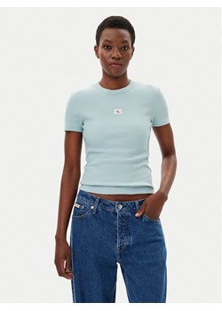 Calvin Klein Jeans T-Shirt J20J225245 Niebieski Slim Fit ze sklepu MODIVO w kategorii Bluzki damskie - zdjęcie 181173717
