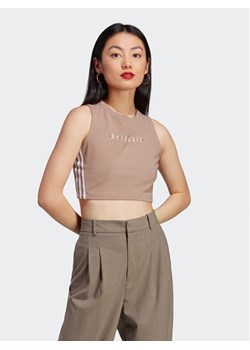 adidas Top Tank Top IQ3404 Brązowy ze sklepu MODIVO w kategorii Bluzki damskie - zdjęcie 181174108