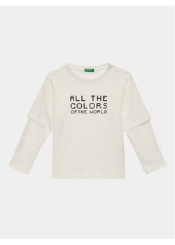 United Colors Of Benetton Bluzka 3VR5C10DH Biały Regular Fit ze sklepu MODIVO w kategorii Bluzki dziewczęce - zdjęcie 181175995