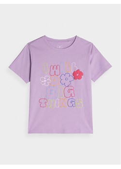 4F T-Shirt 4FJAW23TTSHF0821 Fioletowy Regular Fit ze sklepu MODIVO w kategorii Bluzki dziewczęce - zdjęcie 181176257