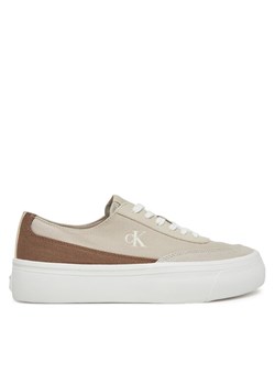 Calvin Klein Jeans Sneakersy Vulc Flatform Low Cv Mix Mg YW0YW01770 Beżowy ze sklepu MODIVO w kategorii Trampki damskie - zdjęcie 181176637