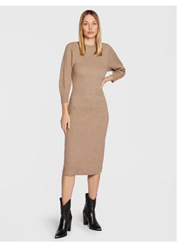 Fabiana Filippi Sukienka dzianinowa ABD222W160 Beżowy Regular Fit ze sklepu MODIVO w kategorii Sukienki - zdjęcie 181177829
