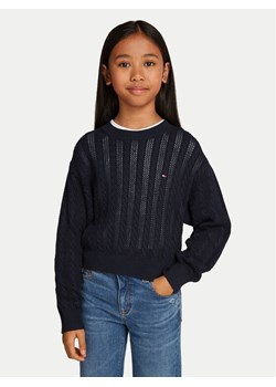 Tommy Hilfiger Sweter Essential KG0KG08075 Granatowy Regular Fit ze sklepu MODIVO w kategorii Swetry dziewczęce - zdjęcie 181177849