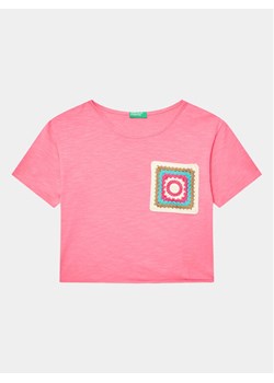 United Colors Of Benetton T-Shirt 3LHAC10BV Różowy Regular Fit ze sklepu MODIVO w kategorii Bluzki dziewczęce - zdjęcie 181177928