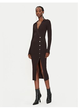 PINKO Sukienka dzianinowa Viscosa Mix 104033 A239 Brązowy Slim Fit ze sklepu MODIVO w kategorii Sukienki - zdjęcie 181180586