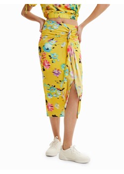 Desigual Spódnica midi 23SWFW19 Żółty Regular Fit ze sklepu MODIVO w kategorii Spódnice - zdjęcie 181181086
