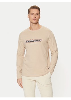 Jack&Jones Longsleeve Vesterbro 12266419 Beżowy Relaxed Fit ze sklepu MODIVO w kategorii T-shirty męskie - zdjęcie 181182488