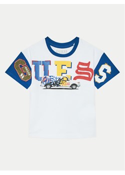 Guess T-Shirt N5RI07 KCNQ4 Biały Regular Fit ze sklepu MODIVO w kategorii Bluzki dziewczęce - zdjęcie 181182585