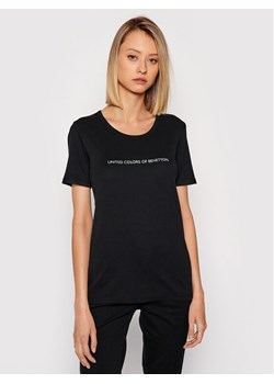 United Colors Of Benetton T-Shirt 3GA2E16A2 Czarny Regular Fit ze sklepu MODIVO w kategorii Bluzki damskie - zdjęcie 181182626