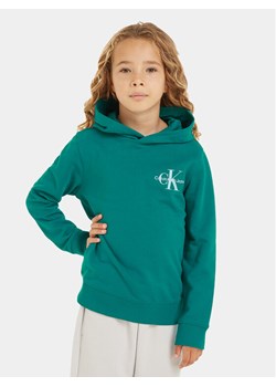 Calvin Klein Jeans Bluza Small Monogram IU0IU00266 Zielony Regular Fit ze sklepu MODIVO w kategorii Bluzy dziewczęce - zdjęcie 181182859