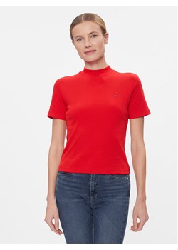 Tommy Hilfiger T-Shirt New Cody Slim Crop Mock-Nk WW0WW40586 Czerwony Slim Fit - id: 0000303108014 - marki Tommy Hilfiger - 181183049 Tommy Hilfiger T-Shirt New Cody Slim Crop Mock-Nk WW0WW40586 Czerwony Slim Fit ze sklepu MODIVO w kategorii Bluzki damskie - zdjęcie 181183049