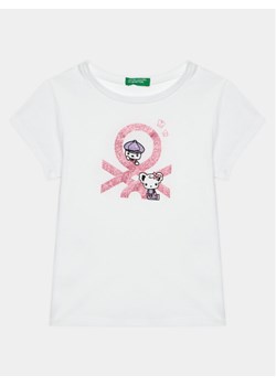 United Colors Of Benetton T-Shirt 3I1XG10D6 Biały Regular Fit ze sklepu MODIVO w kategorii Bluzki dziewczęce - zdjęcie 181183485