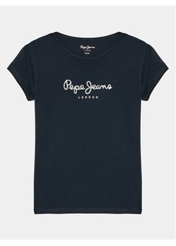 Pepe Jeans T-Shirt Hana Glitter PG503064 Granatowy Slim Fit ze sklepu MODIVO w kategorii Bluzki dziewczęce - zdjęcie 181183607