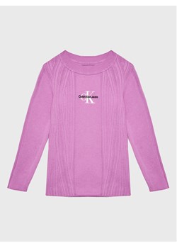 Calvin Klein Jeans Sweter IG0IG01898 Fioletowy Slim Fit ze sklepu MODIVO w kategorii Swetry dziewczęce - zdjęcie 181184585