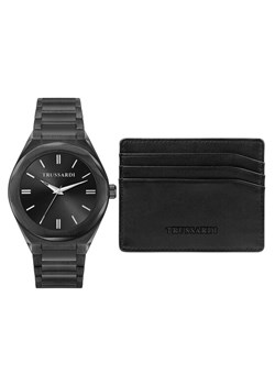 Trussardi Zestaw zegarek i etui na karty R2453156007 Czarny ze sklepu MODIVO w kategorii Zegarki - zdjęcie 181185368