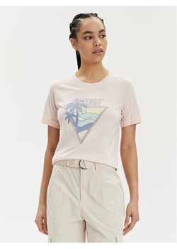 Guess T-Shirt Ss Rn Beach Triangle W4GI32 JA914 Różowy Regular Fit ze sklepu MODIVO w kategorii Bluzki damskie - zdjęcie 181185659