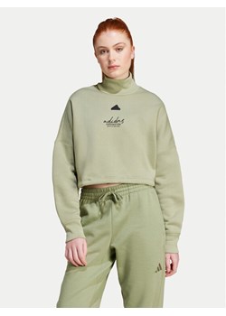 adidas Bluza Signature Graphic JE3899 Zielony Loose Fit ze sklepu MODIVO w kategorii Bluzy damskie - zdjęcie 181185886